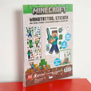 Minecraft - Wandtattoos, Sticker, 6 Bögen mit Minecraft Figuren, Aufkleber