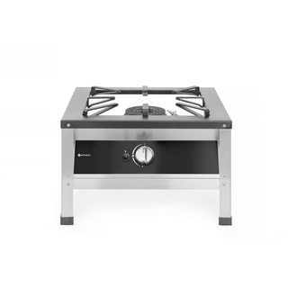 HENDI Hockerkocher XL, für Propan-, Erd- und Butangas geeignet, mit Thermoelement, elektronischer Zündung, 10,8kW, 580x650x(H)400mm, Edelstahl