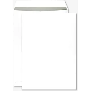 Netuno 50 Versandtaschen DIN B4 Weiß mit grauem Innendruck 250 x 353 mm 100g große Geschäfts-Umschläge gerade Klappe haftklebend ohne Fenster Brief-Umschläge Großbrief Format B4 Briefhüllen groß