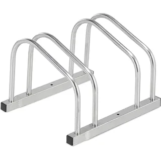 Relaxdays Fahrradständer für 2 Fahrräder Silber