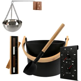 Home Deluxe Saunazubehör LUVIA Schwarz - Komplett Set