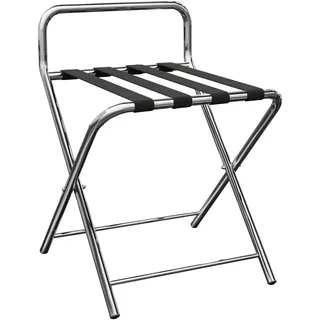 2er-Set Kofferständer mit Wandschutz | B:T:H 55 x 47 x 55 cm | Chrom | Klappbar | Kofferablage, Kofferbock, Gepäckablage, Gepäckständer