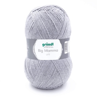 Gründl Big Mamma uni (Strick- & Häkelgarn mit wollähnlichem Charakter aus 100 % Polyacryl, 400 g / 1040 m, Nadelstärke: 3,5 - 4,5, 1 x 400 g), mittelgrau, 29 x 16 x 12 cm