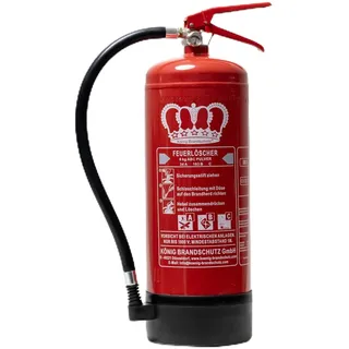 König Feuerlöscher Pulver | 6 kg | Geeignet für die Brandklassen - ABC | Zertifiziert nach DIN EN3 | Dauerdruck 10 LE | Vielseitig einsetzbar | Inkl. Wandhalterung mit Manometer