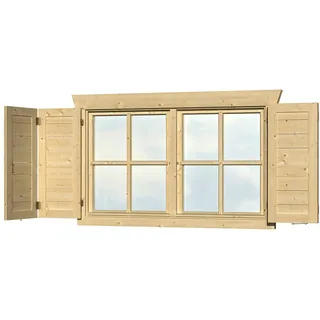 Skanholz Fensterladen, für 2 Einzelfenster á 57,5x70,5cm aus der 28 und 45mm-Serie beige