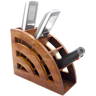 Weihnachten oder Geburtstagsge schenk, Handgemachte hölzerne Remote Stand, A / C TV-Fernbedienung Halter stehen, Remote-Organizer für Wohnzimmer, 5 Fächer braun Farbe Remote Stand 7,5 x 3 Zoll