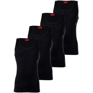 Hugo Herren Unterhemd, 4er Pack - Tank Top, Doppelripp, Cotton Stretch Schwarz L