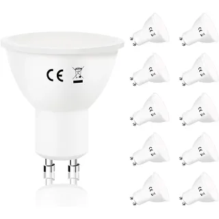 Nettlife LED-Leuchtmittel 6W Energiesparlampe Abstrahlwinkel 110° nicht dimmbar, GU10, 10 St., Kaltweiß