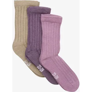 MINYMO Unisex Kinder Wool - Rib 3-pack Wolle Socken, Lilas, 23-26 EU - 23-26