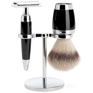 MÜHLE Rasierset - Stylo Serie - Silvertip Fibre - Rasierhobel - Edelharz schwarz