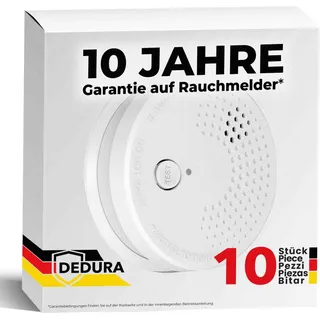dedura Rauchmelder Weiß inkl. 9V Batterie 10 St.