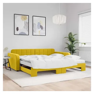 furnicato Bett Ausziehbares 2-in-1 Tagesbett 223x110x71 cm Gelb mit Samtbezug (1-tlg) gelb