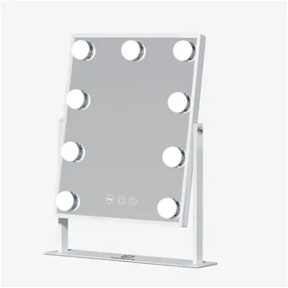 FENCHILIN - Hollywood Spiegel Schminkspiegel Mit Beleuchtung 360° Drehbar Beleuchteter Schminkspiegel Mit 9 Dimmbaren Led Lampen Kosmetikspiegel Mit Licht 3 Lichtfarben Weiß 25cm X 30 Cm