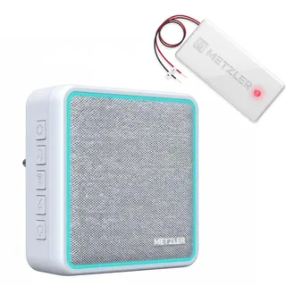 Metzler Funksignal Weiterleitung mit 25 Melodien beleuchtet- Funkkonverter für bestehende Klingelanlagen - Funk-Gong Set (MT4.0- Einbau& Batteriesender, Steckdosen Empfänger)