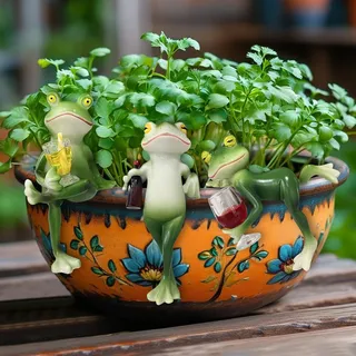 3 Stück Blumentopf Hänger Figuren Frosch,Miniteich Deko Frosch Figur,Frösche Gartendeko für Draußen Wetterfest,Hängende Frösche Dekofigur Garten,Tier Harz Statue für Brunnen Pflanzgefäße Kletter