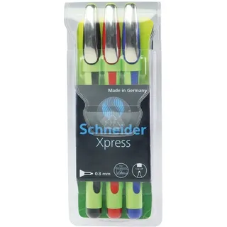 Schneider Xpress Fineliner schwarz, rot blau + 3er-Etui