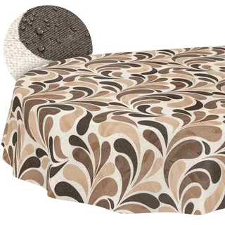 ANRO Tischdecke abwaschbar Tropfen Natur 300 x 140 cm Beige