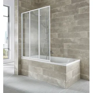 WELLTIME Badewannenaufsatz WELLTIME "Nassau", weiß, B:120cm H:140cm, Duschwände, Badewannenfaltwand, Spritzschutzwand für Badewanne, Glaswand