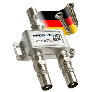 TronicXL 2-Fach BK Verteiler TV Kabel Adapter Antennenverteiler Kabelfernsehen DVBC zb für Unitymedia Vodafone Netcologne Netaachen Netkassel