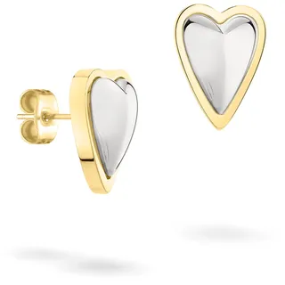 Liebeskind Berlin Ohrstecker Metal Heart Bicolor Gold/Silber 1,5 cm