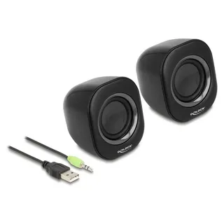 DeLock Mini Stereo PC Lautsprecher mit 3,5 mm Klinkenstecker USB