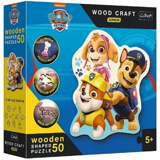PAW PATROL Puzzle 50-teiliges Holzpuzzle – Ideal für kleine Puzzler ab 3 Jahren, Puzzleteile blau