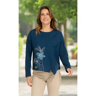 Baumwoll-Mix-Bluse in blau in Größe 44 von DW-Shop, Blau, 44