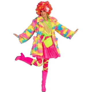 Funny Fashion Kostüm 90er Jahre Fluffy Rainbow Jacke Disco Bird für Damen bunt 40 / 42 | 40 / 42