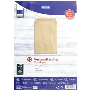 Stylex 665906 Versandtaschen DIN B4 haftklebend braun 10 Stück
