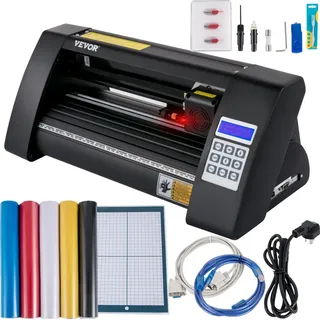 Vevor Vinyl Schneideplotter 375 mm, Folienschneider Max. Schnittbreite 285 mm, Plottermaschine Signmaster-Software, Plotter Windowskompatibel, Folienplotter Halbautomatisch Schnittpräzision ±0,001 mm