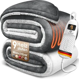 Kesser KESSER® Heizdecke mit Abschaltautomatik Doppelseitig Elektrische Wärmedecke Kuscheldecke Bett Sofa 9 Temperaturstufen & waschbar bis 40°C mit Timer