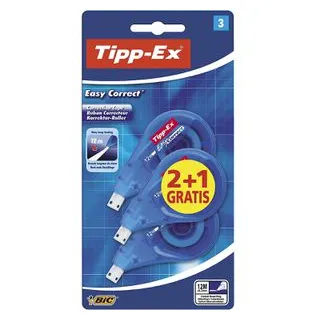 TIPP-EX Korrekturroller easy correct, 3 Stück, 4.2mm, x 12m, seitlich abrollbar