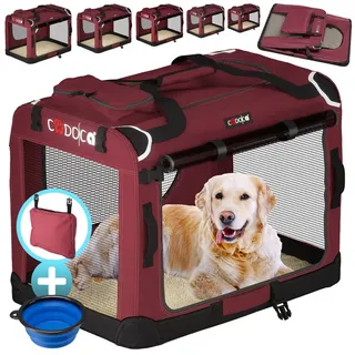 Cadoca® Hundebox faltbar L 60x42x44cm Dunkelrot