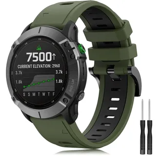 Armband für Garmin Fenix 6/Fenix 6 Pro/Fenix 5/Fenix 5 Plus/Fenix 7/Fenix 7 Solar/Fenix 7 Sapphire Solar/Forerunner 935/945/Instinct/Approach S60/Quatix 5, 22mm Breite Silikon Estrazarmband