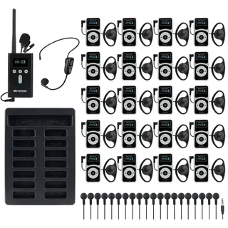Retekess T130P Audio Tour Guide System, Tour Guide Headsets(1-20) | für Werksführung, Führung, Verbesserte Geräuschreduzierung, 160m, Lange Standby-Zeit 30H (1 Sender, 20 Empfänger)