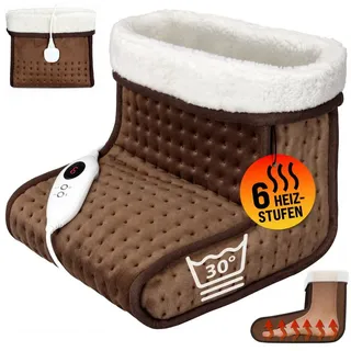 monzana MONZANA® elektrischer Fußwärmer 6 Heizstufen 90min Timer Größe 47 Fußheizung Wärmeschuh Überhitzungsschutz waschbar braun