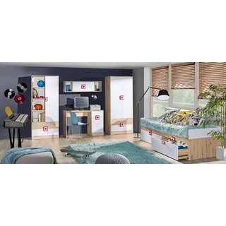 99rooms Jugendzimmer-Set Nicole II, (Komplett-Set, (Set, 5-St), bestehend aus 1xRegal, 1xWandregal, 1xSchreibtisch, 1xKleiderschrank, 1xEinzelbett, variabel stellbar, für Kinder rosa