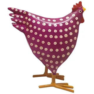 ETC dekoratives frühlingshaftes kleines Deko Huhn Metall bemalt mit Punkten rosa pink lila einzeln oder im 3-er Set (Lila)