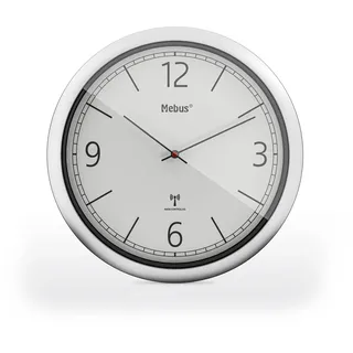MEBUS Funk-Wanduhr 25,8 cm 19810 silber/weiß