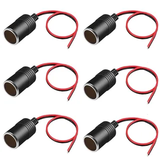 Powice 6 Stück 12V-24V Zigarettenanzünder Buchse, 12V Steckdose KFZ mit 35cm Kabel für LKW Auto KFZ Einbau Steckdose, GPS Dashcam Autoladegerät