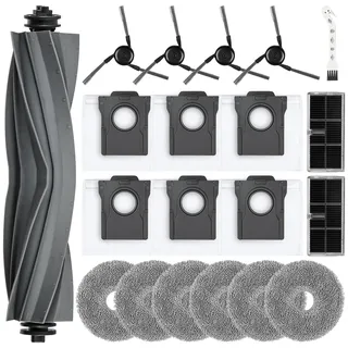 20 Stück Zubehör für Dreame X40 Ultra Complete / L40 Ultra / L10s Ultra Gen 3 / Mova P50 Pro Ultra Saugroboter, 1 Hauptbürste, 6 Staubbeutel, 6 Wischtücher, 2 Filter,4 Seitenbürsten,1 Reinigungsbürste