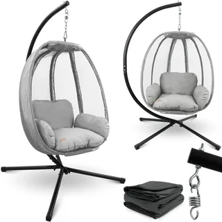 deluxe4home deluxe4home® Hängesessel mit Gestell I Indoor & Outdoor inkl. Kuscheldecke