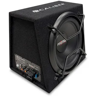 Caliber Subwoofer Aktiv Set für Auto - 12 Zoll Bassbox mit Verstärker 600W Spitzenleistung, 200W RMS - Active Autolautsprecher Set inkl. Endstufe für Autoradio - Kraftvoller Bass für Car - Schwarz