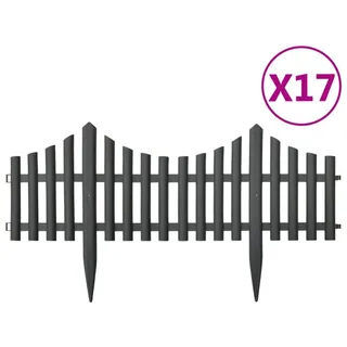 vidaXL Rasenkante 1000 x 32 cm 17 Stück Anthrazit