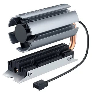 ineo Heatpipe Kühler mit PWM-Lüfter | Schwenkbarer Kühlköper für M.2 SSD (2280) | 6mm Kupfer-Heatpipe | Geschwindigkeit einstellbar Fan | M9