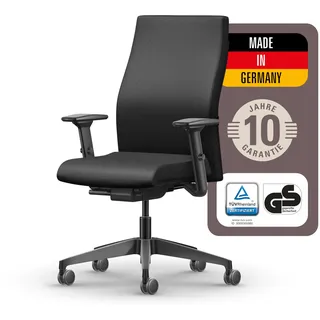 Interstuhl Edge Soft Ergonomischer Bürostuhl – Schreibtischstuhl mit 10 Jahren Garantie, Made in Germany, Synchronmechanik & 4D-Armlehnen, Lordosenstütze, TÜV-geprüft, Schwarz