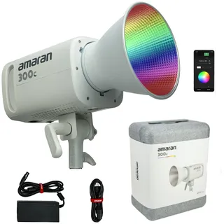 Aputure Amaran 300C Weiß, 300W RGB-LED-COB-Videoleuchte, CCT 2.500 K bis 7.500 K Bowen-Montage Dauerlicht unterstützt APP-Steuerung