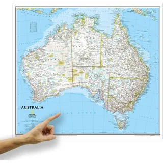 ORBIT Globes & Maps - Australien Landkarte, Kartenbild von National Geographic - Landkarte classic beidseitig laminiert, Aktuell 2019, 77 x 69 cm, englisch