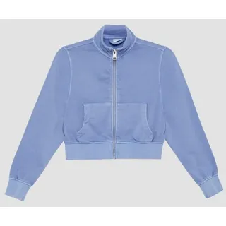 s.Oliver Sweatjacke Sweatshirt Jacke Verkürzte Sweatjacke im Loose Fit mit Garment Dye blau S (134/140)