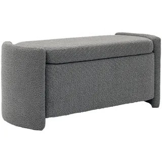 Homcom Sitzbank, Bettbank mit Stauraum, Polsterbank mit Deckel, Teddy-samtoptik, Sitztruhe, Truhenbank für Wohnzimmer, Schlafzimmer, Grau, 105 x 44 x 45,5 cm